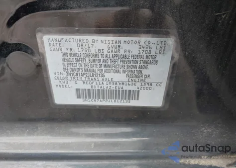 2018 Nissan Versa 1.6 S+ from USA, damaged, VIN 3N1CN7AP2JL812135